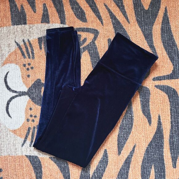 SPANX Pants - Spanx Navy Blue Velvet Leggings Shapewear Size L Winter Glam